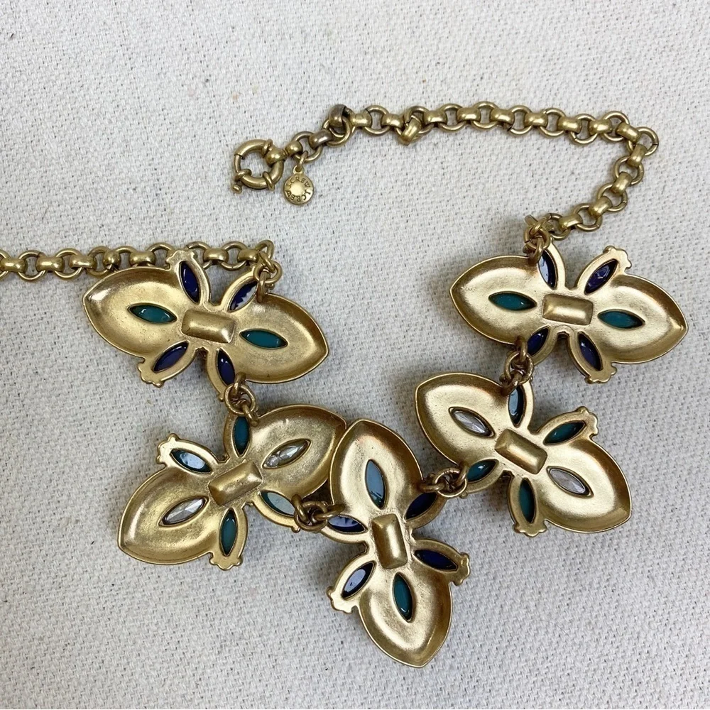 J crew Matte gold Acrylic gem cluster statement necklace